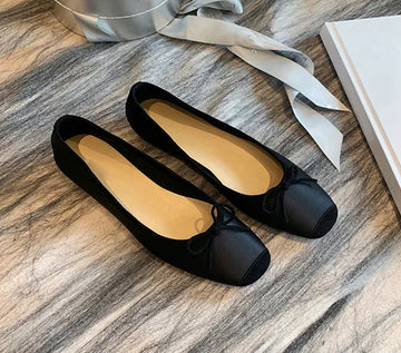 xajzpa Fashion Design Silk Ballerinas Women Pumps Slip On Loafers Round Toe Square Heels Bowknot Casual Spring Autumn Shoes